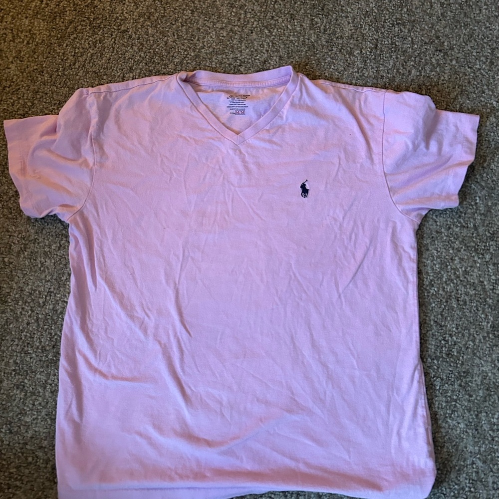 Polo by Ralph Lauren Light Pink V-Neck Tee with Navy Pony